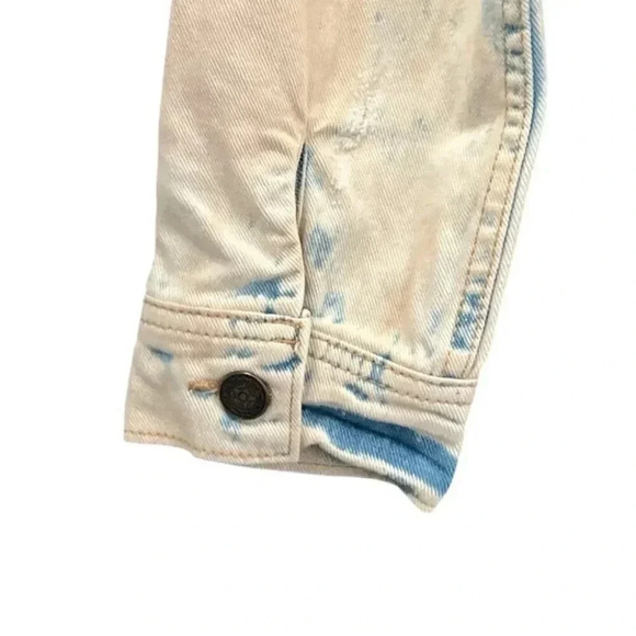 Free People Acid Wash Distressed Cropped Denim Jacket Women's Size 6 - Picture 6 of 10